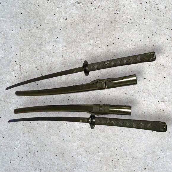 2 Set Of Black Emperor Katana Sword with Scabbard Tomahawk Carbon Steel - Picture 4 of 12